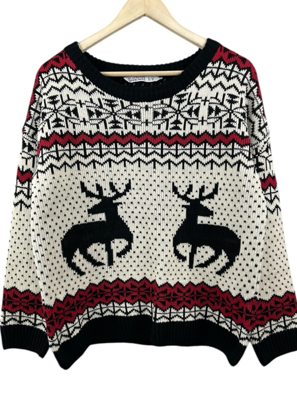 Bluenotes Cozy Fair Isle Reindeer Knit Sweater Size Medium